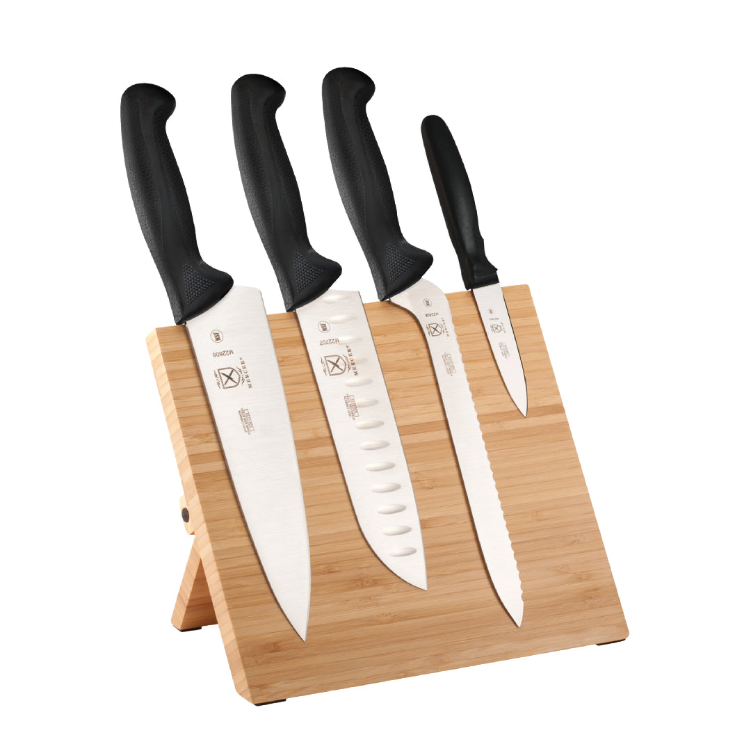 Mercer Culinary Millennia Bamboo 5 Piece Magnetic Board and Knife Set