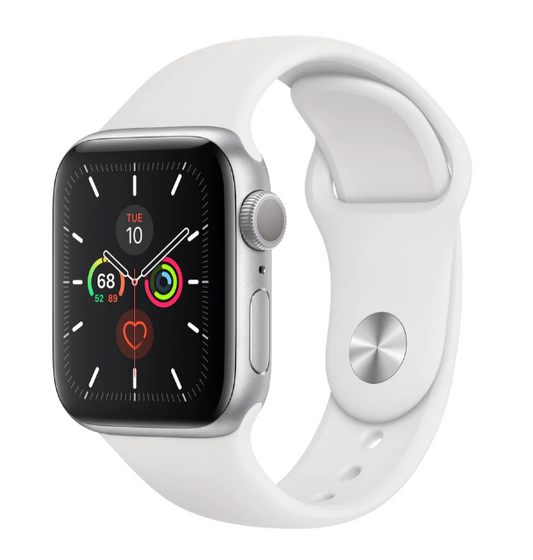 Apple Watch Series 5 (40mm, Silver Aluminium with White Sports Band, GPS) - Pre Owned / 3 Month Warranty