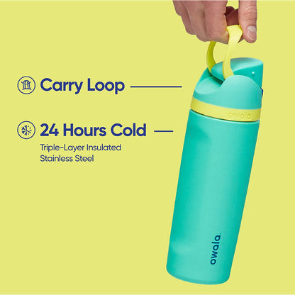 Owala FreeSip Insulated Stainless Steel Water Bottle with Straw for Sports & Travel 950ml - Blue / Smooshed Blueberry