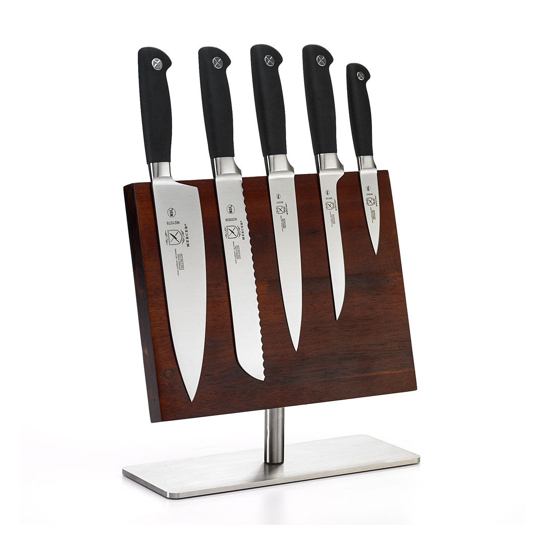 Mercer Culinary Genesis Acacia 6 Piece Magnetic Board and Knife Set