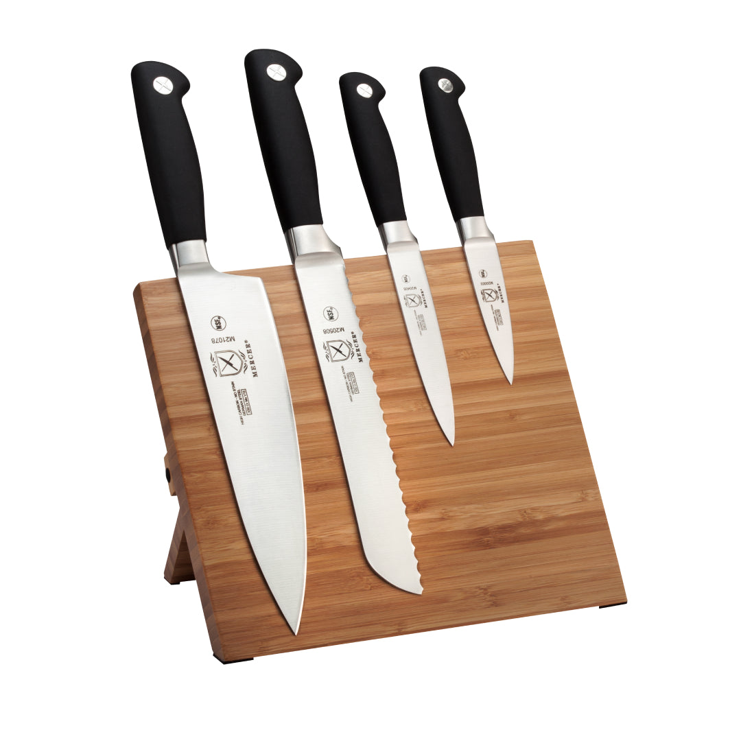 Mercer Culinary Genesis Bamboo 5 Piece Magnetic Board and Knife Set