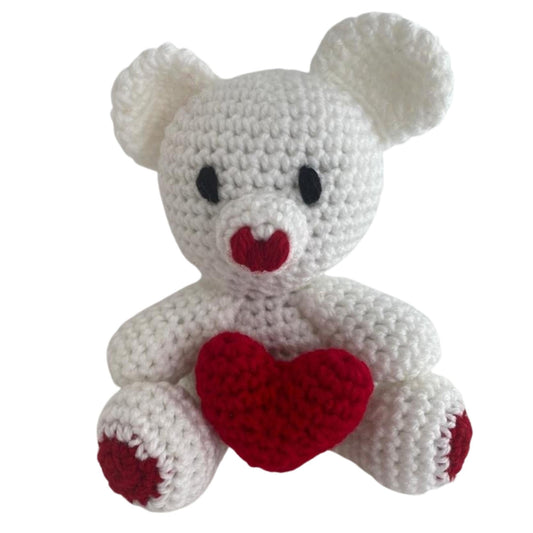 TEDDY VALENTINE White & Red heart