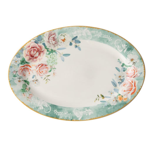Jenna Clifford Green Floral Oval Platter