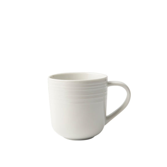 Jenna Clifford Embossed Lines Cream White Coffee Mug Set of 4
