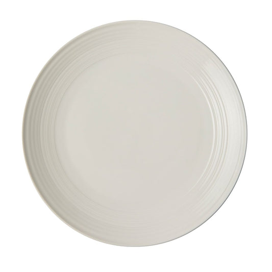 Jenna Clifford Embossed Lines Cream White Dinner Plate Set of 4