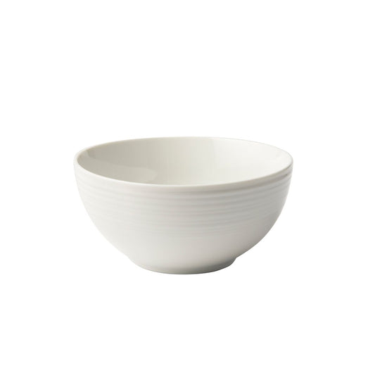 Jenna Clifford Embossed Lines Cream White Cereal Bowl Set of 4