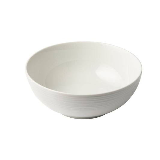 Jenna Clifford Embossed Lines Cream White Salad Bowl