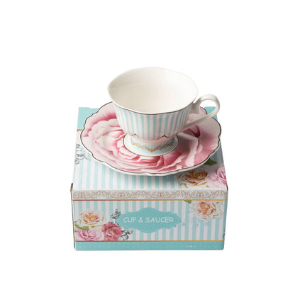 Jenna Clifford Wavy Rose Cup & Saucer in Gift Box Set of 4